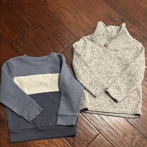 Blue and Gray Sweatshirt and Gray Sweater